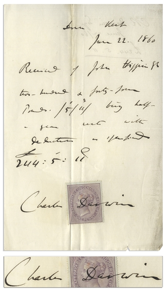 Charles Darwin Autograph Letter Signed From 1860, Just Weeks After ''On the Origin of Species'' Was Published -- Rare as Also Signed With His Full Name ''Charles Darwin''